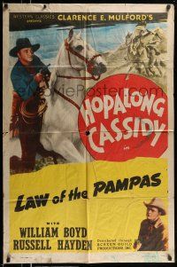1y432 HOPALONG CASSIDY style C 1sh '47 art of William Boyd, Law of the Pampas!