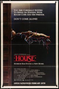 1y437 HOUSE advance 1sh '86 great artwork of severed hand ringing doorbell, don't come alone!