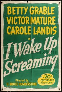 1y447 I WAKE UP SCREAMING 1sh R48 Victor Mature, sexy Betty Grable & Carole Landis!