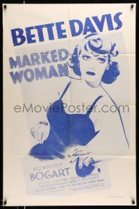 1y575 MARKED WOMAN 1sh R56 Bette Davis two-timing her way to love with Humphrey Bogart!