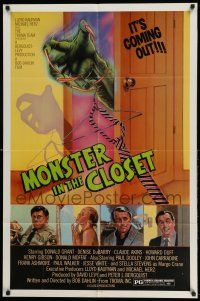 1y587 MONSTER IN THE CLOSET DS 1sh '86 Troma, cool artwork of monster hand reaching out from closet!