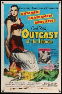 1y652 OUTCAST OF THE ISLANDS 1sh '52 full-length art of exotic sexy Kerima, directed by Carol Reed!