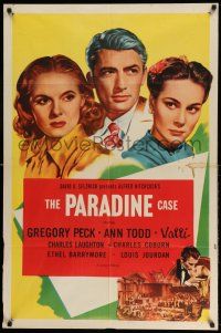 1y655 PARADINE CASE 1sh R56 Alfred Hitchcock, Gregory Peck, Ann Todd, Alida Valli!