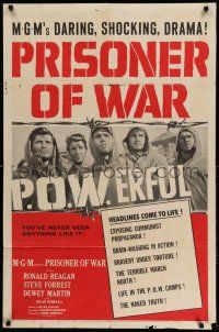 1y683 PRISONER OF WAR 1sh '54 Ronald Reagan vs Communists, MGM's daring & shocking drama!