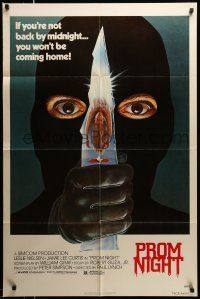 1y689 PROM NIGHT 1sh '80 Jamie Lee Curtis won't be coming home if she's not back by midnight!