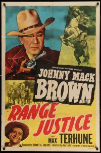 1y701 RANGE JUSTICE 1sh '49 Johnny Mack Brown & Max Terhune western!