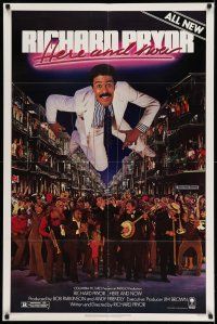 1y713 RICHARD PRYOR HERE & NOW 1sh '83 all new stand-up comedy on Bourbon Street!