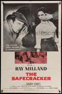 1y724 SAFECRACKER 1sh '58 artwork of master thief Ray Milland, who became a commando!