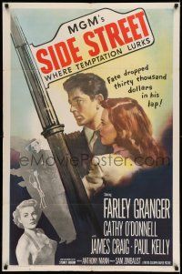 1y776 SIDE STREET 1sh '50 fate dropped thirty thousand dollars in Farley Granger's lap!
