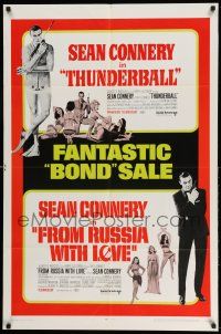 1y872 THUNDERBALL/FROM RUSSIA WITH LOVE 1sh '68 Bond sale of two of Sean Connery's best 007 roles!