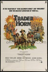 1y892 TRADER HORN 1sh '73 Larry Salk artwork of Rod Taylor & Anne Heywood in the jungle!