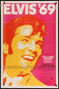 1y900 TROUBLE WITH GIRLS 1sh '69 great gigantic close up art of smiling Elvis Presley!