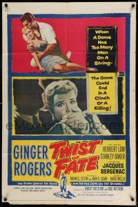 1y903 TWIST OF FATE 1sh '54 Beautiful Stranger, sexy Ginger Rogers has too many men on a string!