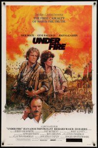 1y907 UNDER FIRE 1sh '83 Nick Nolte, Gene Hackman, Joanna Cassidy, great Struzan art!