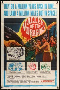 1y915 VALLEY OF THE DRAGONS 1sh '61 Jules Verne, dinosaurs & giant spiders in a world time forgot!