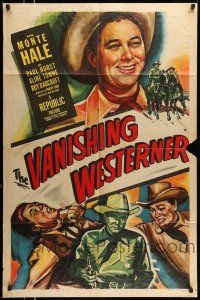 1y917 VANISHING WESTERNER 1sh '50 great artwork images of cowboy Monte Hale!