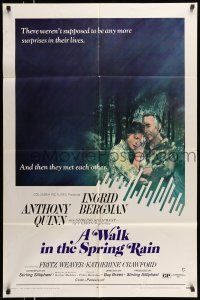 1y932 WALK IN THE SPRING RAIN 1sh '70 romantic art of Anthony Quinn & Ingrid Bergman!