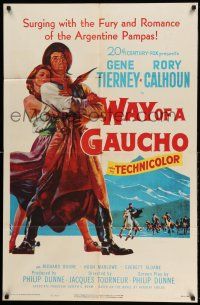 1y941 WAY OF A GAUCHO 1sh '52 Gene Tierney, Rory Calhoun, Richard Boone!