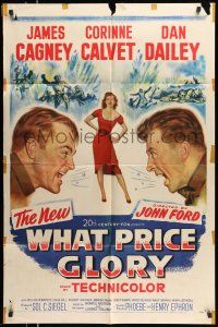 1y947 WHAT PRICE GLORY 1sh '52 art of James Cagney, Corinne Calvet, & Dan Dailey, John Ford!