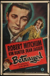 1y948 WHEN STRANGERS MARRY 1sh R48 Betrayed, young Robert Mitchum, Kim Hunter, Dean Jagger!