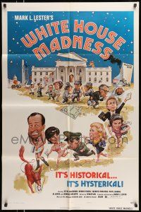1y959 WHITE HOUSE MADNESS style B 1sh '75 Mark Lester directed, wacky art of Nixon & company!