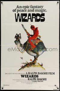 1y977 WIZARDS style A 1sh '77 Ralph Bakshi directed animation, cool fantasy art by William Stout!