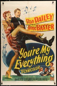 1y995 YOU'RE MY EVERYTHING 1sh '49 full-length art of Dan Dailey & Anne Baxter dancing!