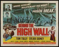1z550 BEHIND THE HIGH WALL 1/2sh '56 Tully, smoking Sylvia Sidney, cool art of prisoners fighting!