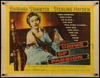 1z635 CRIME OF PASSION 1/2sh '57 sexy Barbara Stanwyck reaches for gun to shoot Sterling Hayden!