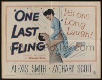 1z791 ONE LAST FLING 1/2sh '49 laughing Zachary Scott hoists beautiful Alexis Smith in the air!