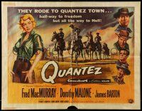 1z816 QUANTEZ 1/2sh '57 artwork of Fred MacMurray & sexy Dorothy Malone with torn shirt!