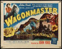 1z940 WAGON MASTER style A 1/2sh '50 John Ford, Ben Johnson, cool artwork of wagon train!