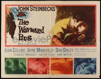 1z951 WAYWARD BUS 1/2sh '57 art of sexy Joan Collins & Jayne Mansfield, from John Steinbeck novel!