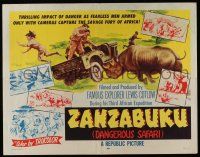 1z995 ZANZABUKU style A 1/2sh '56 Dangerous Safari in savage Africa, art of rhino ramming jeep!