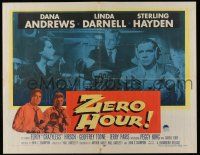 1z997 ZERO HOUR 1/2sh '57 Dana Andrews, Linda Darnell, Sterling Hayden, yellow border design!