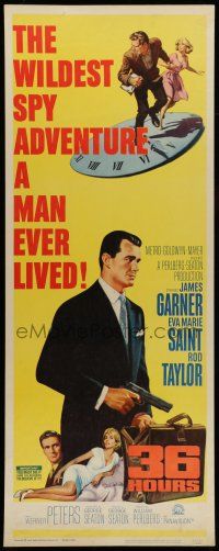 1z003 36 HOURS insert '65 James Garner with gun, sexy Eva Marie Saint, Rod Taylor