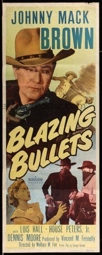 1z029 BLAZING BULLETS insert '51 great images of tough cowboy Johnny Mack Brown, Lois Hall