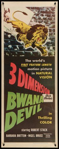 1z040 BWANA DEVIL 3D insert '53 3-D art of a lion in your lap & a lover in your arms!