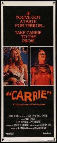 1z044 CARRIE insert '76 Stephen King, Sissy Spacek before and after her bloodbath at the prom!