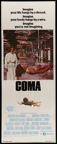 1z051 COMA insert '77 Genevieve Bujold finds room full of coma patients in special harnesses!