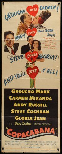 1z054 COPACABANA insert '47 Groucho Marx, Carmen Miranda, Andy Russell, Steve Cochran, Gloria Jean