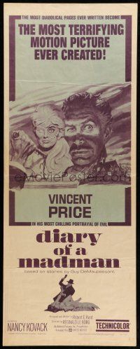 1z079 DIARY OF A MADMAN insert '63 Vincent Price in his most chilling portrayal of evil!