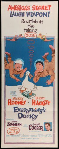 1z109 EVERYTHING'S DUCKY insert '61 artwork of Mickey Rooney & Buddy Hackett with a talking duck!