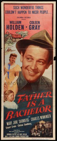 1z124 FATHER IS A BACHELOR insert '50 Coleen Gray, great close-up of William Holden!