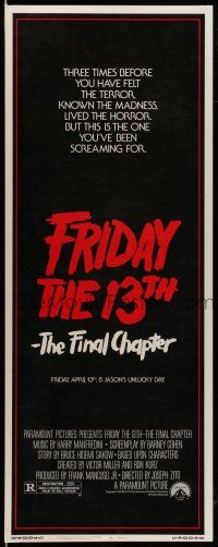 1z150 FRIDAY THE 13th - THE FINAL CHAPTER insert '84 Part IV, slasher sequel, Jason's unlucky day!