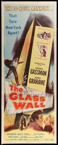 1z160 GLASS WALL insert '53 Gloria Grahame & Vittorio Gassman, the manhunt that tore NY apart!