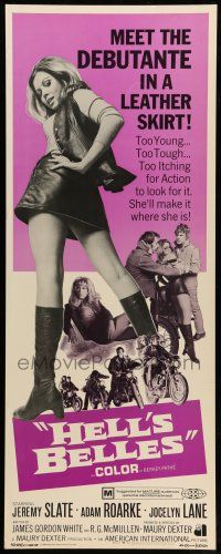 1z178 HELL'S BELLES insert '69 sexy too young too tough biker babe in leather skirt