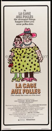 1z225 LA CAGE AUX FOLLES insert '79 Ugo Tognazzi, great wacky cross-dressing art by Lou Myers!