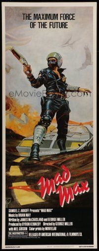 1z259 MAD MAX insert '80 George Miller post-apocalyptic classic, Mel Gibson art by Garland!
