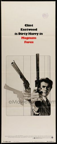 1z262 MAGNUM FORCE insert '73 action image of Clint Eastwood as Dirty Harry pointing his huge gun!